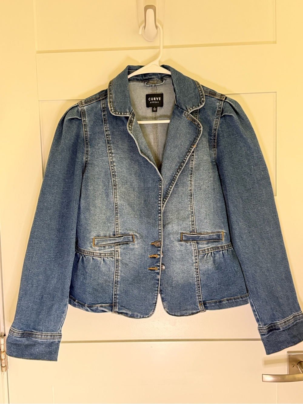 Curve Apparel Women's Medium Wash Denim Blazer Jacket